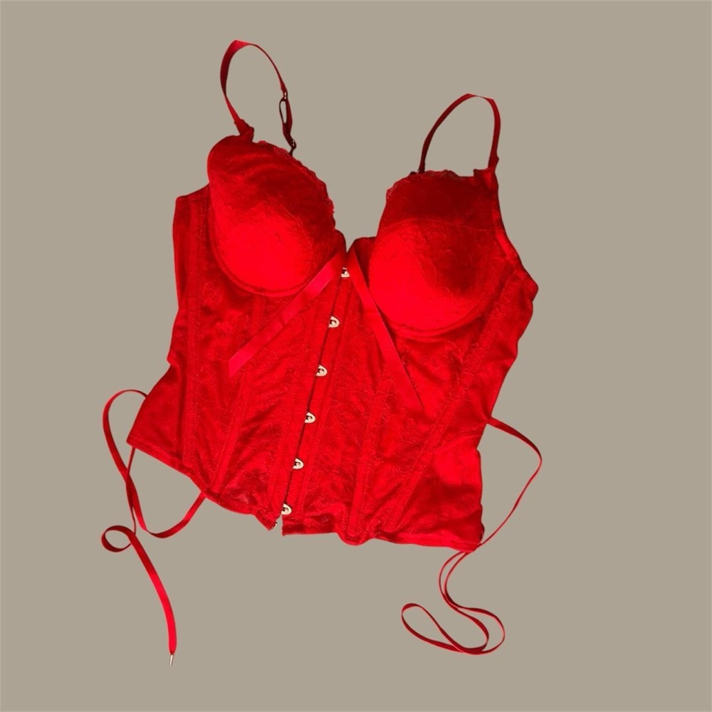 Savage X Fenty Red Lace Corset Top